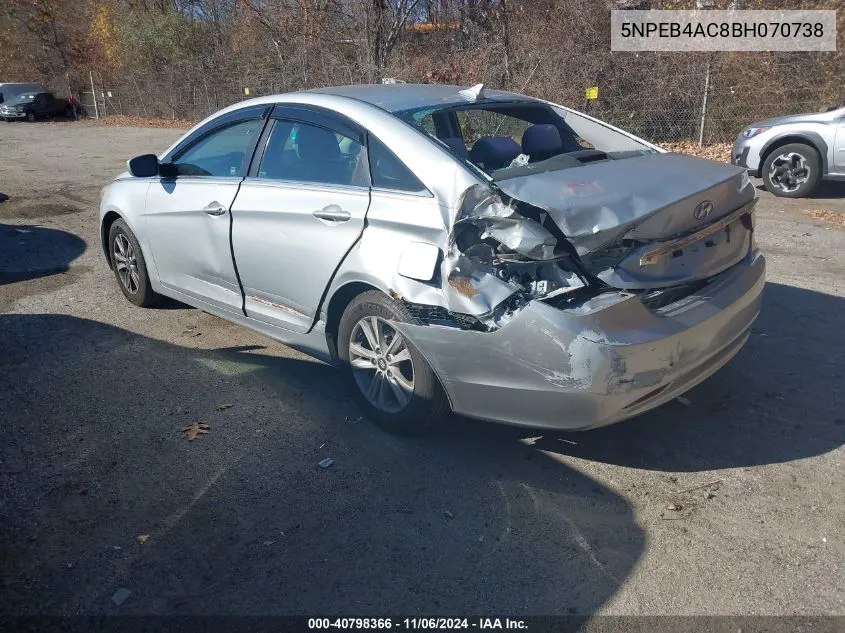 2011 Hyundai Sonata Gls VIN: 5NPEB4AC8BH070738 Lot: 40798366