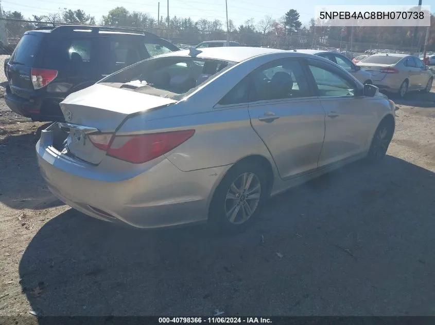 2011 Hyundai Sonata Gls VIN: 5NPEB4AC8BH070738 Lot: 40798366