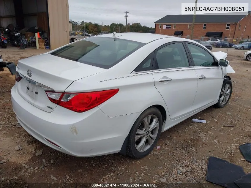 2011 Hyundai Sonata Limited VIN: 5NPEC4AC7BH008051 Lot: 40821474