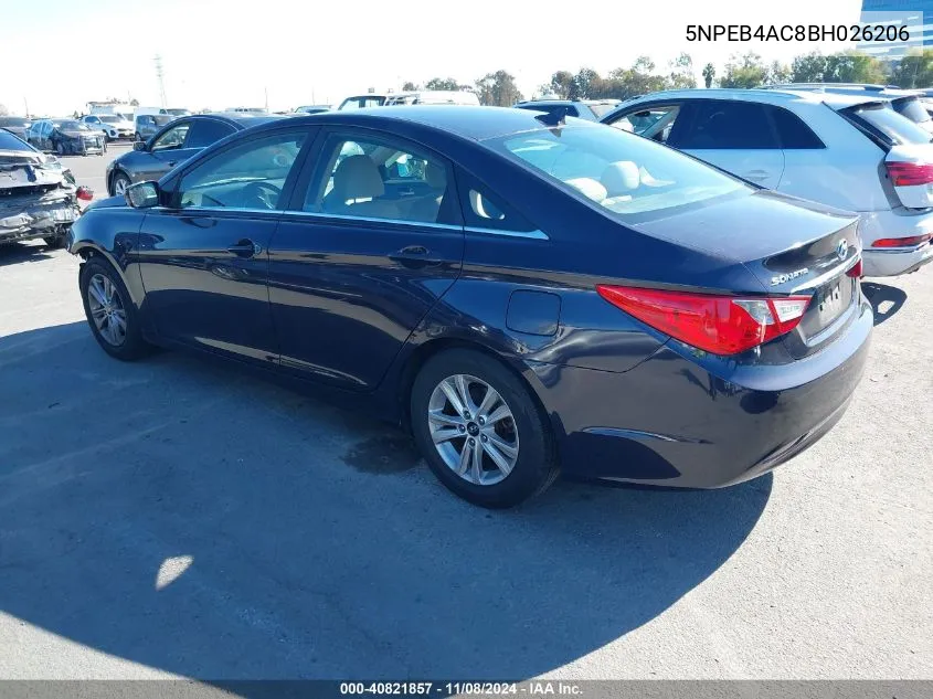 2011 Hyundai Sonata Gls VIN: 5NPEB4AC8BH026206 Lot: 40821857