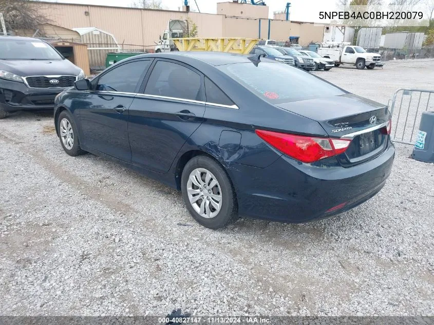 2011 Hyundai Sonata Gls VIN: 5NPEB4AC0BH220079 Lot: 40827147