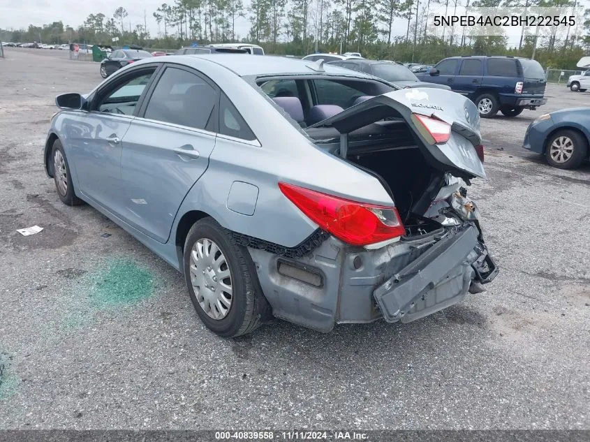 2011 Hyundai Sonata Gls VIN: 5NPEB4AC2BH222545 Lot: 40839558