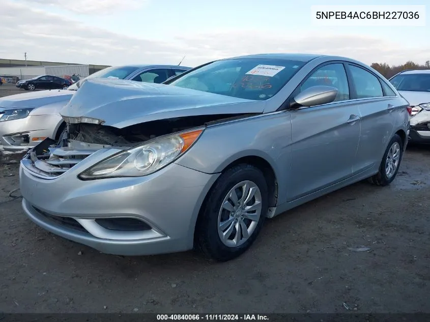 2011 Hyundai Sonata Gls VIN: 5NPEB4AC6BH227036 Lot: 40840066