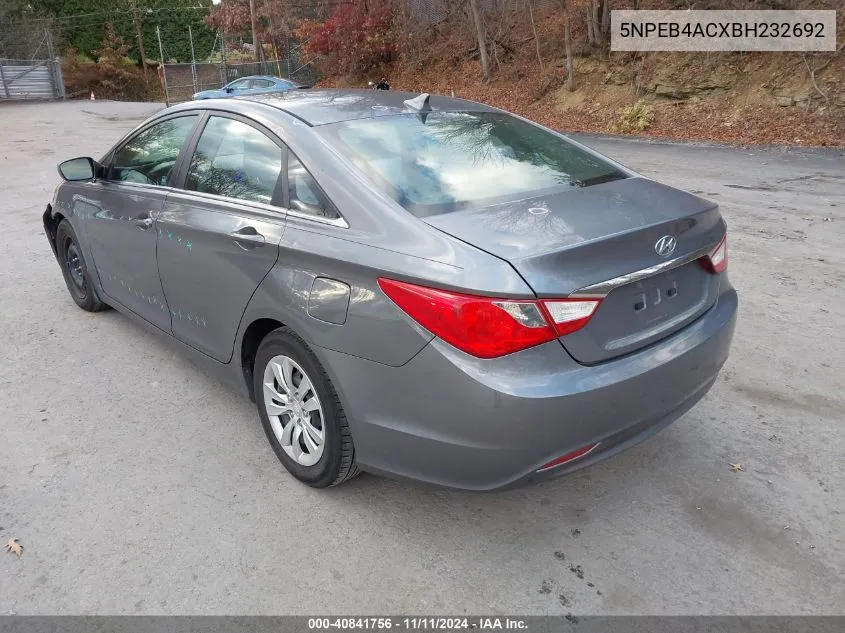 2011 Hyundai Sonata Gls VIN: 5NPEB4ACXBH232692 Lot: 40841756