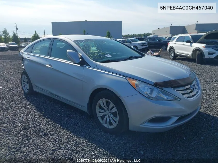 5NPEB4AC0CH467040 2012 Hyundai Sonata Gls