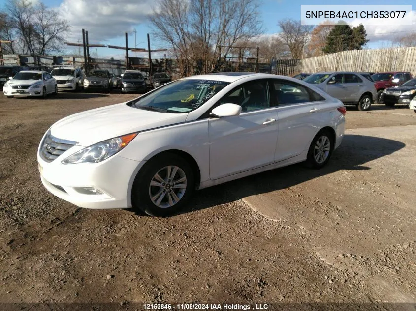 2012 Hyundai Sonata Gls VIN: 5NPEB4AC1CH353077 Lot: 12153846