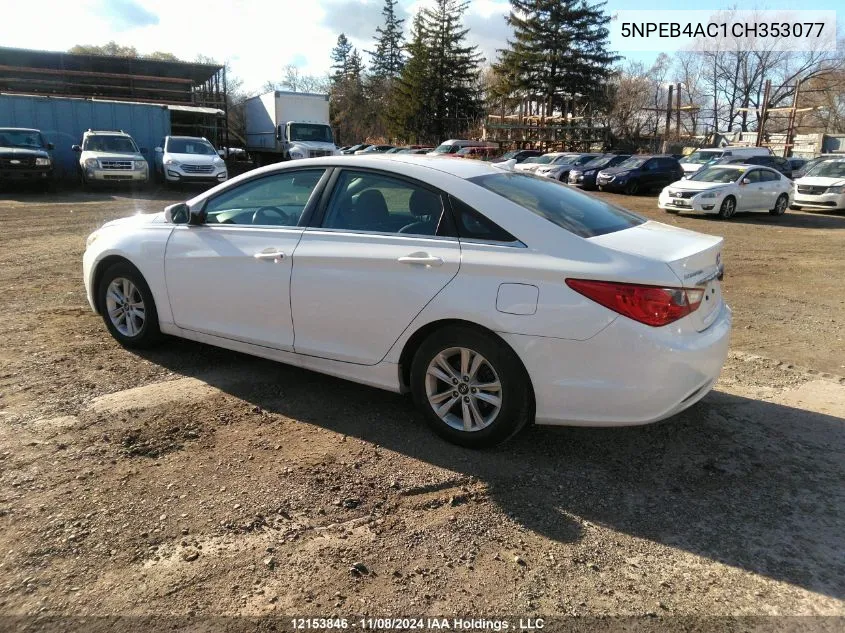 2012 Hyundai Sonata Gls VIN: 5NPEB4AC1CH353077 Lot: 12153846