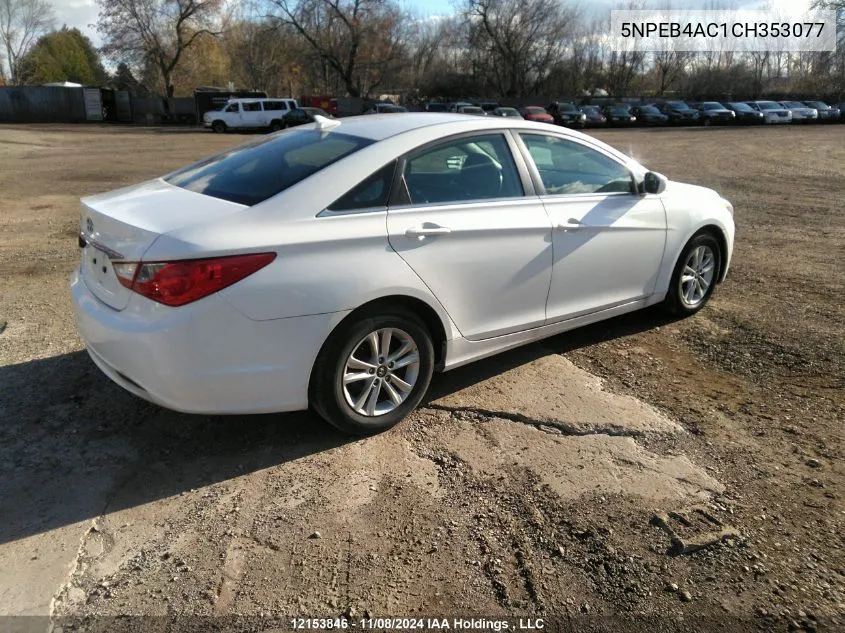 2012 Hyundai Sonata Gls VIN: 5NPEB4AC1CH353077 Lot: 12153846