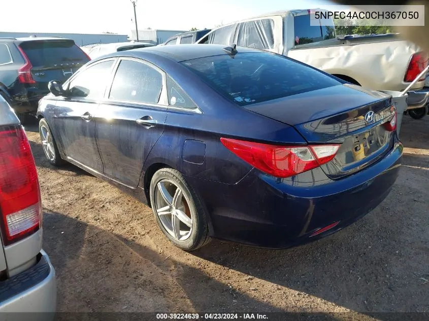 2012 Hyundai Sonata Limited VIN: 5NPEC4AC0CH367050 Lot: 39224639