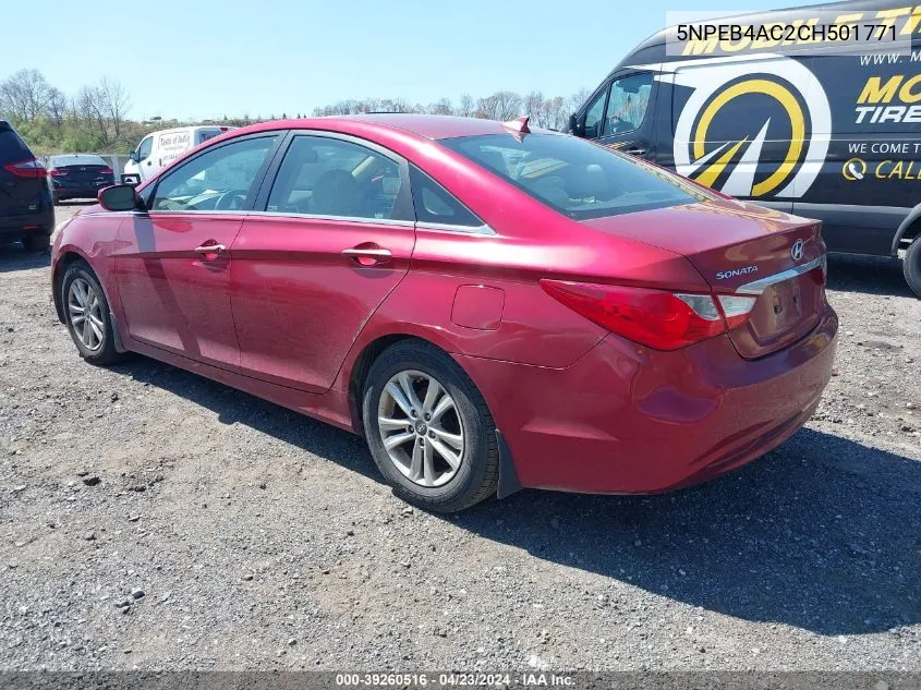 2012 Hyundai Sonata Gls VIN: 5NPEB4AC2CH501771 Lot: 39260516