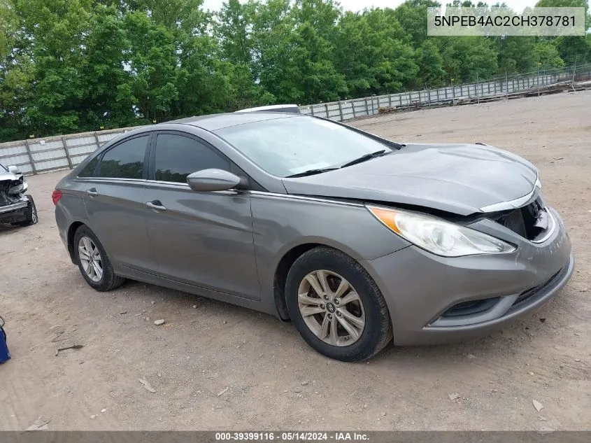 2012 Hyundai Sonata Gls VIN: 5NPEB4AC2CH378781 Lot: 39399116