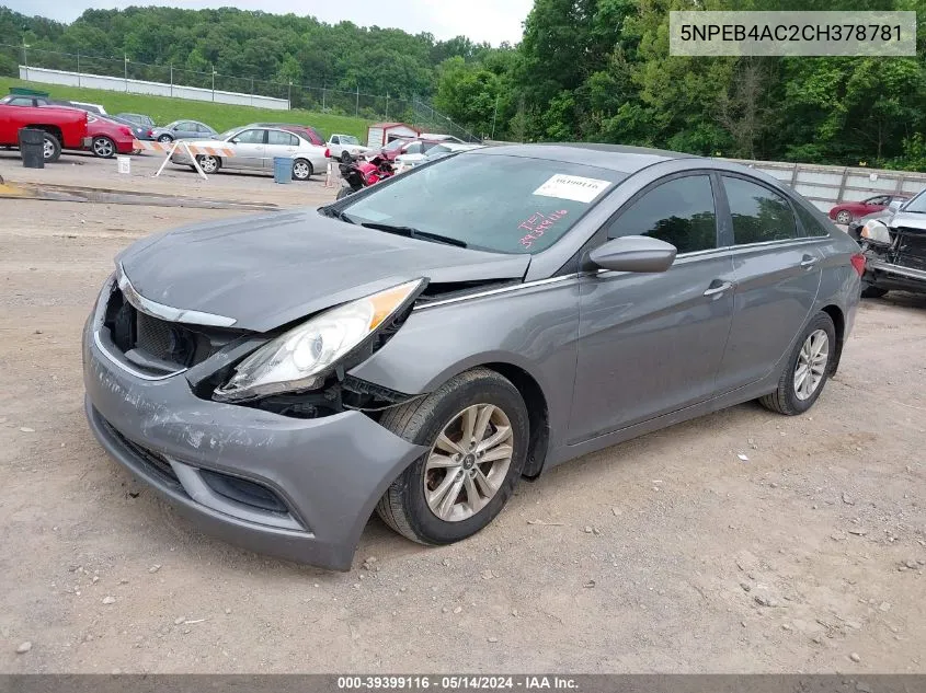 2012 Hyundai Sonata Gls VIN: 5NPEB4AC2CH378781 Lot: 39399116