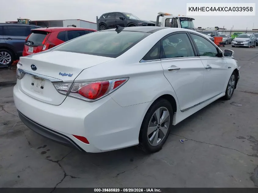 2012 Hyundai Sonata Hybrid VIN: KMHEC4A4XCA033958 Lot: 39435523