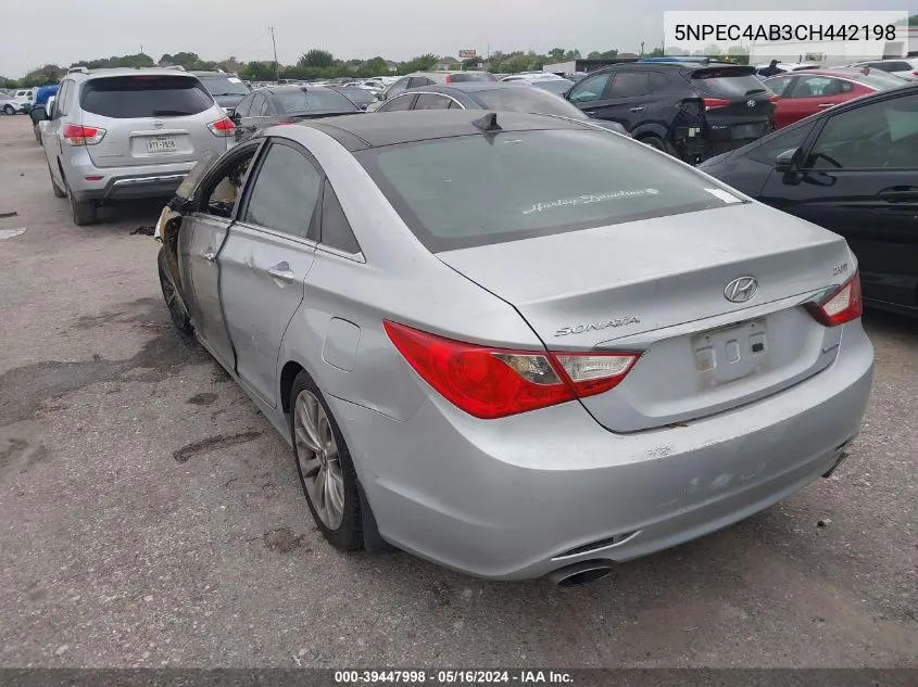 2012 Hyundai Sonata Limited 2.0T VIN: 5NPEC4AB3CH442198 Lot: 39447998