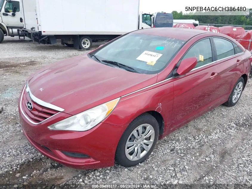 2012 Hyundai Sonata Gls VIN: 5NPEB4AC6CH386480 Lot: 39498317