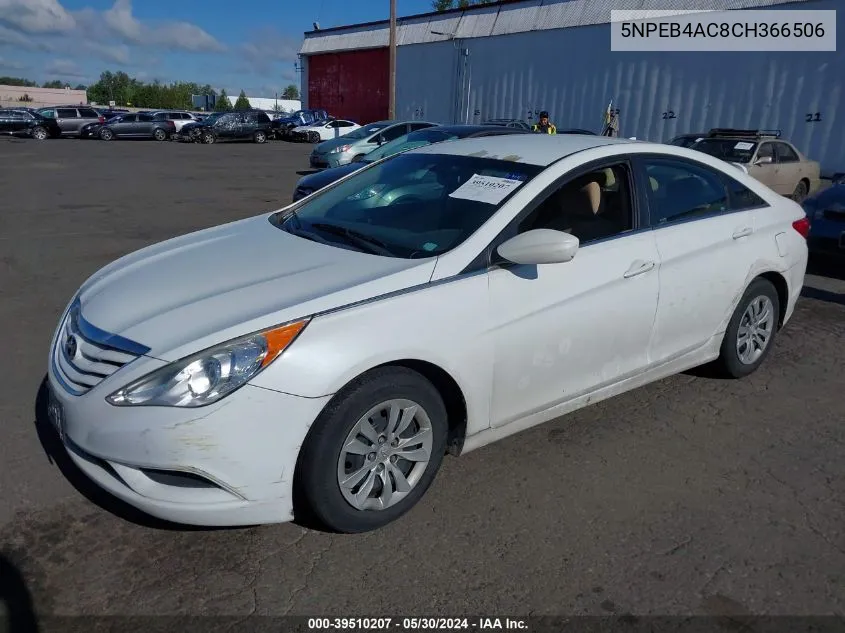 2012 Hyundai Sonata Gls VIN: 5NPEB4AC8CH366506 Lot: 39510207