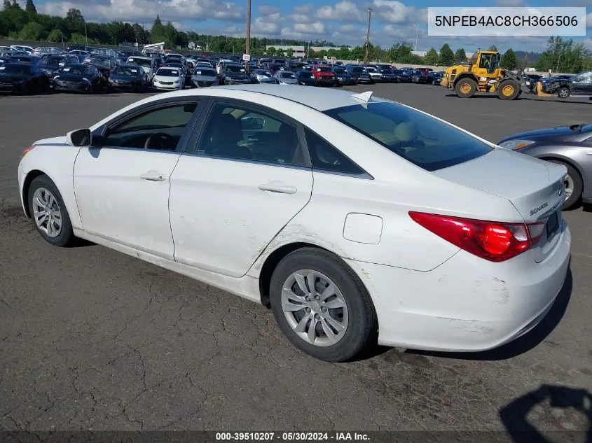 2012 Hyundai Sonata Gls VIN: 5NPEB4AC8CH366506 Lot: 39510207