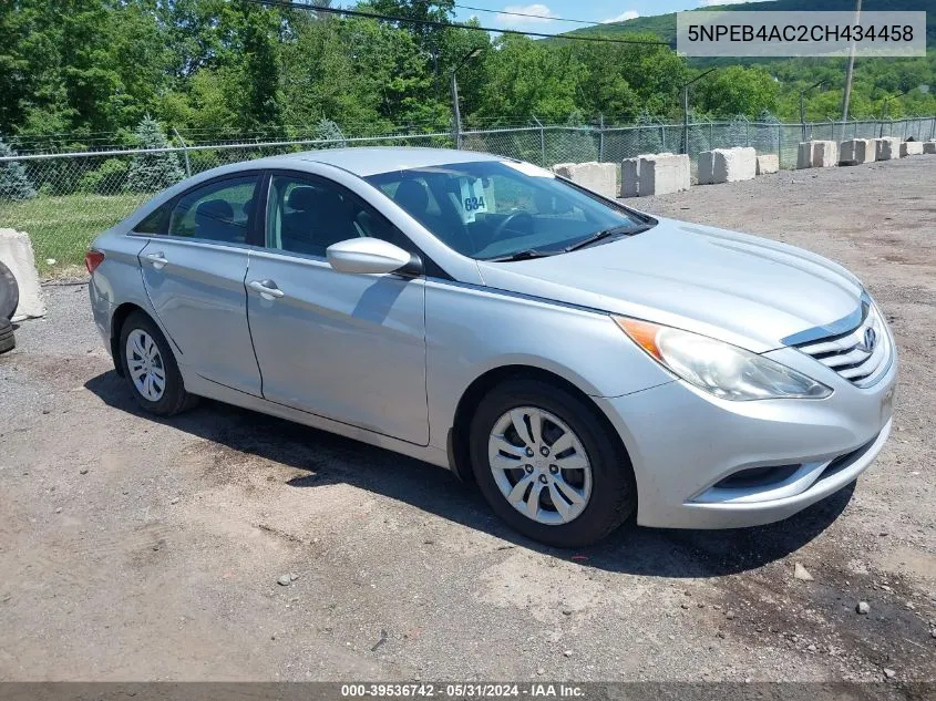 2012 Hyundai Sonata Gls VIN: 5NPEB4AC2CH434458 Lot: 39536742