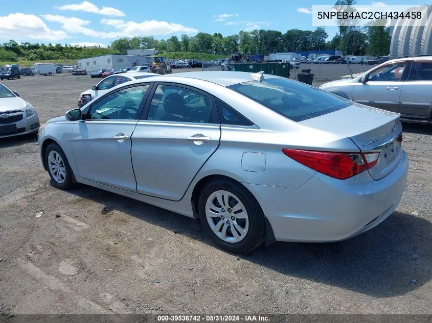 2012 Hyundai Sonata Gls VIN: 5NPEB4AC2CH434458 Lot: 39536742