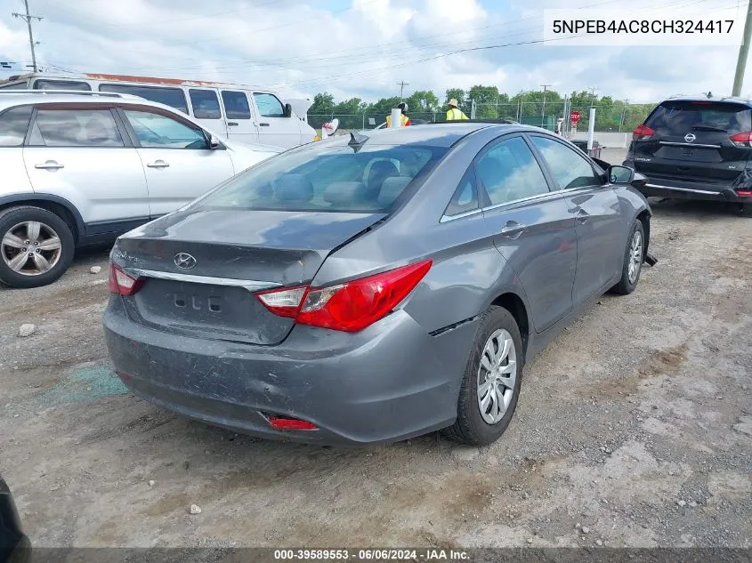 5NPEB4AC8CH324417 2012 Hyundai Sonata Gls