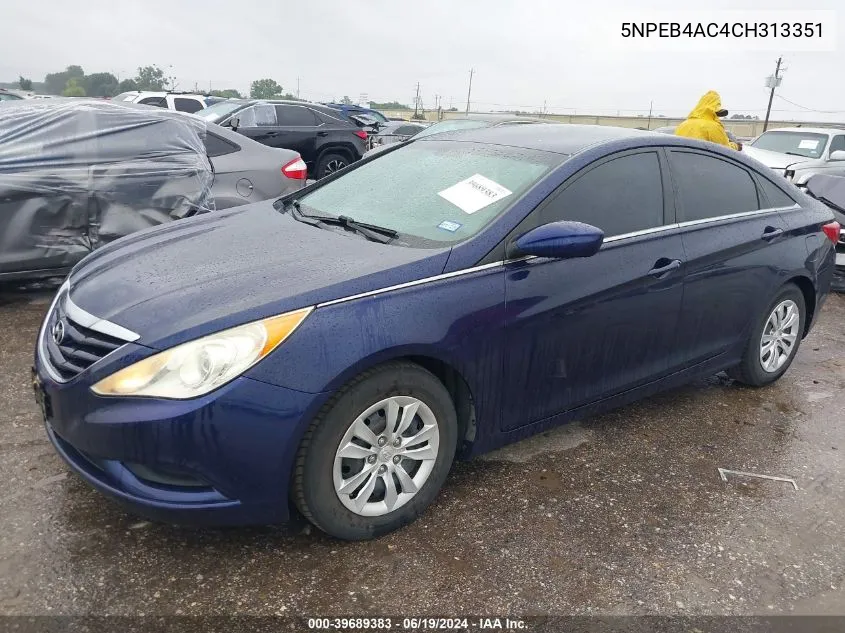 2012 Hyundai Sonata Gls VIN: 5NPEB4AC4CH313351 Lot: 39689383