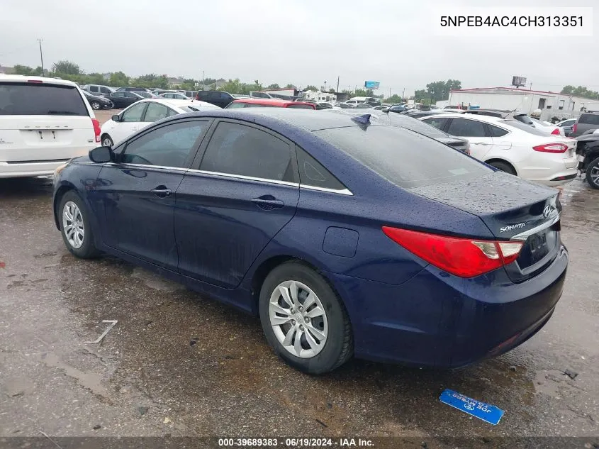 2012 Hyundai Sonata Gls VIN: 5NPEB4AC4CH313351 Lot: 39689383