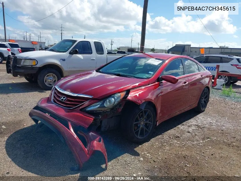 2012 Hyundai Sonata Gls VIN: 5NPEB4AC7CH345615 Lot: 39743289