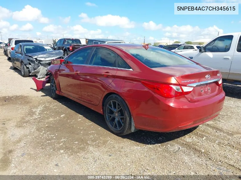 2012 Hyundai Sonata Gls VIN: 5NPEB4AC7CH345615 Lot: 39743289