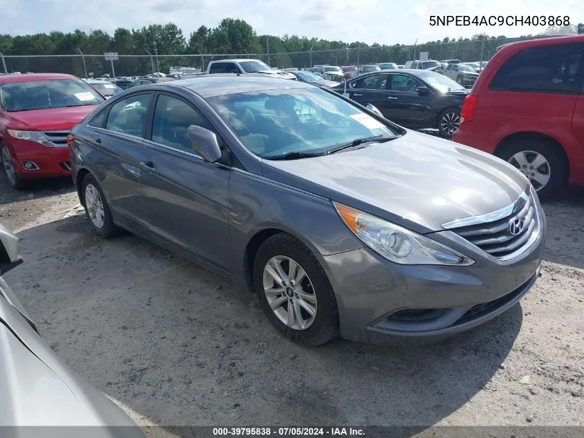 2012 Hyundai Sonata Gls VIN: 5NPEB4AC9CH403868 Lot: 39795838