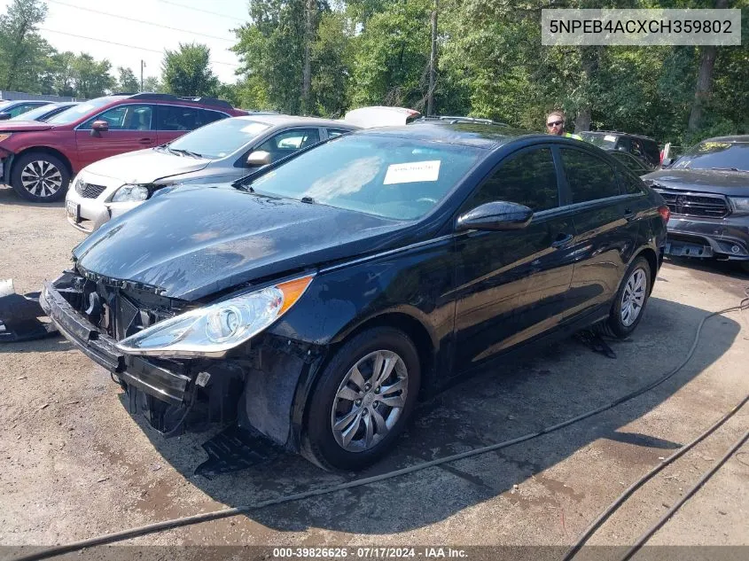 2012 Hyundai Sonata Gls VIN: 5NPEB4ACXCH359802 Lot: 39826626