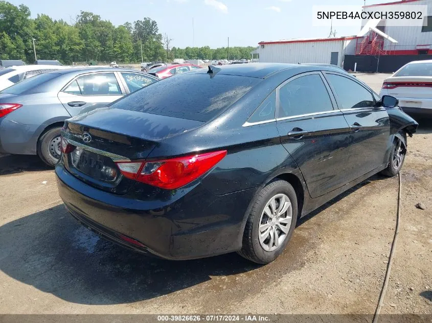 5NPEB4ACXCH359802 2012 Hyundai Sonata Gls