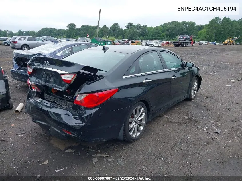 2012 Hyundai Sonata Se VIN: 5NPEC4AC1CH406194 Lot: 39887687