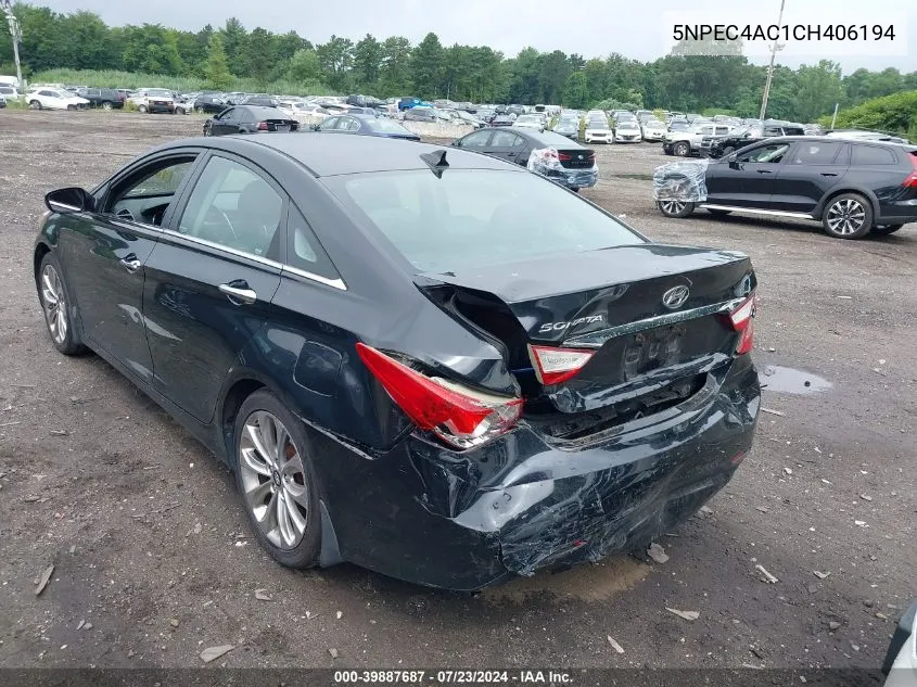 2012 Hyundai Sonata Se VIN: 5NPEC4AC1CH406194 Lot: 39887687