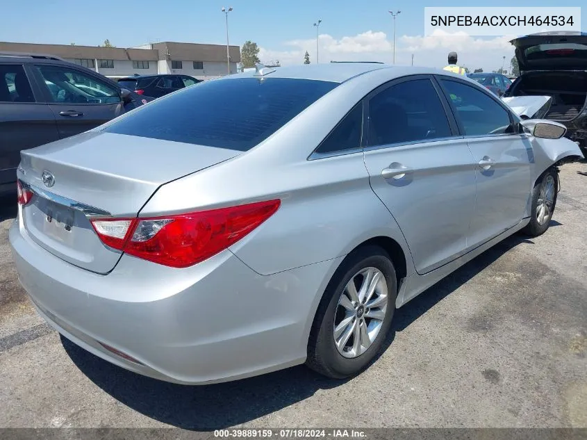 2012 Hyundai Sonata Gls VIN: 5NPEB4ACXCH464534 Lot: 39889159