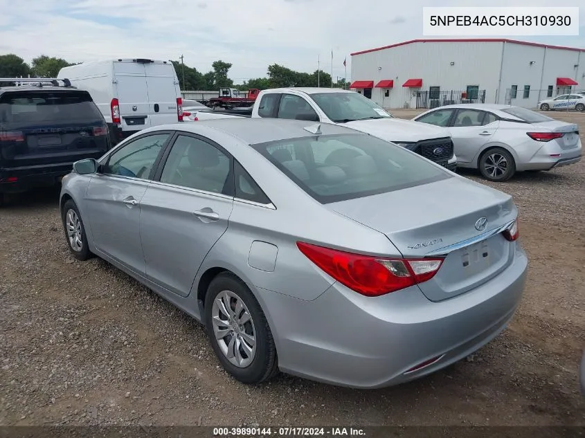 2012 Hyundai Sonata Gls VIN: 5NPEB4AC5CH310930 Lot: 39890144