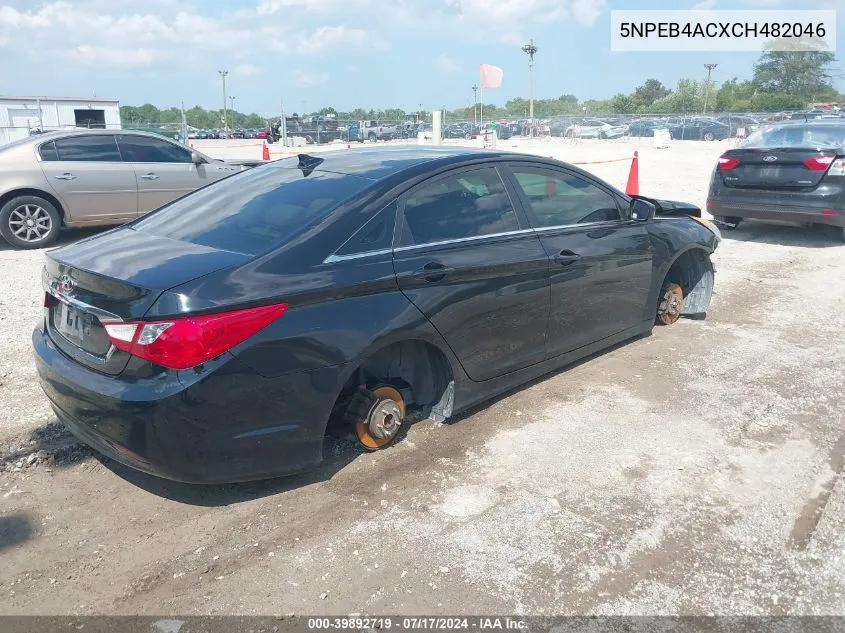 2012 Hyundai Sonata Gls VIN: 5NPEB4ACXCH482046 Lot: 39892719