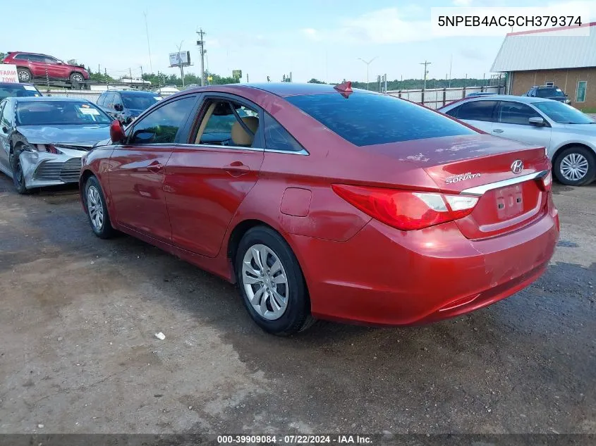 2012 Hyundai Sonata Gls VIN: 5NPEB4AC5CH379374 Lot: 39909084