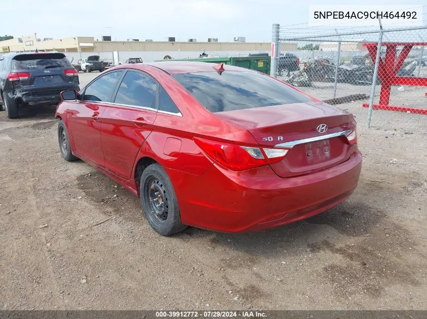 2012 Hyundai Sonata Gls VIN: 5NPEB4AC9CH464492 Lot: 39912772