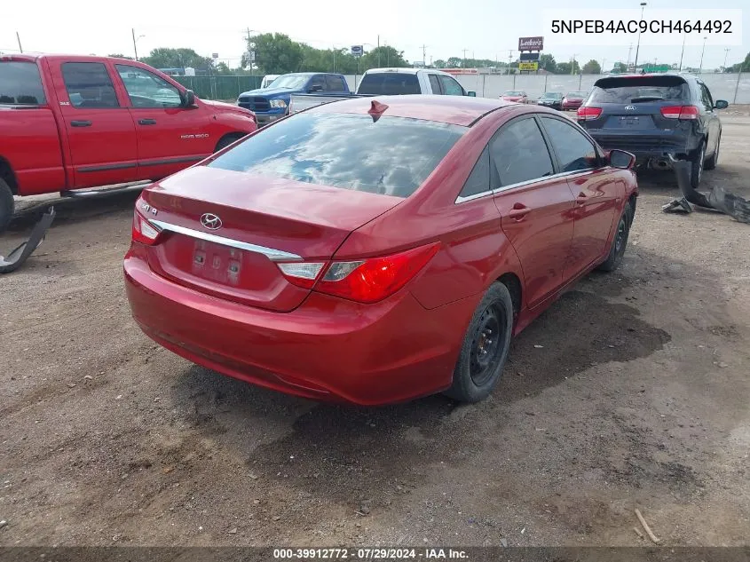 2012 Hyundai Sonata Gls VIN: 5NPEB4AC9CH464492 Lot: 39912772