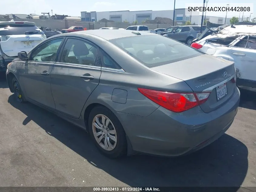 2012 Hyundai Sonata Gls VIN: 5NPEB4ACXCH442808 Lot: 39932413