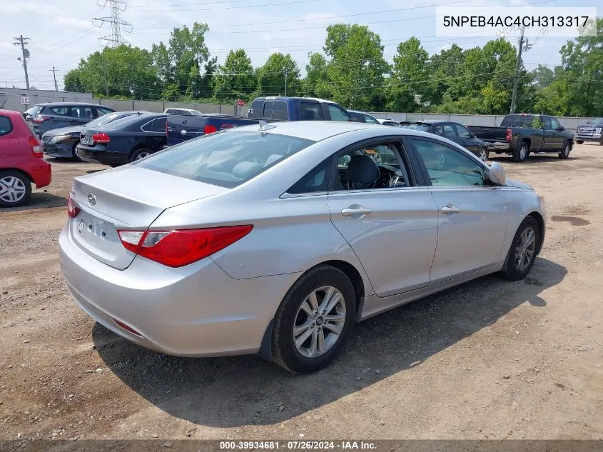 2012 Hyundai Sonata Gls VIN: 5NPEB4AC4CH313317 Lot: 39934681