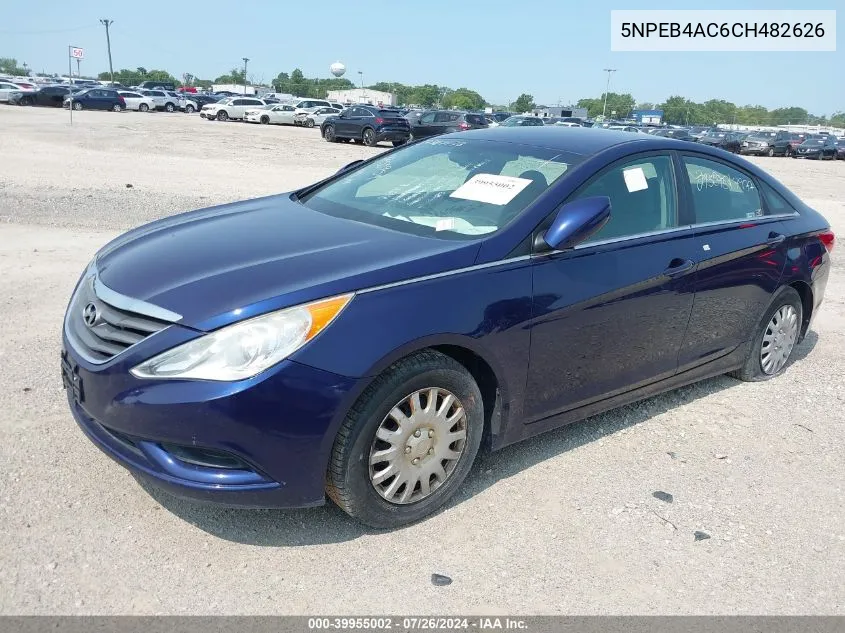 2012 Hyundai Sonata Gls VIN: 5NPEB4AC6CH482626 Lot: 39955002