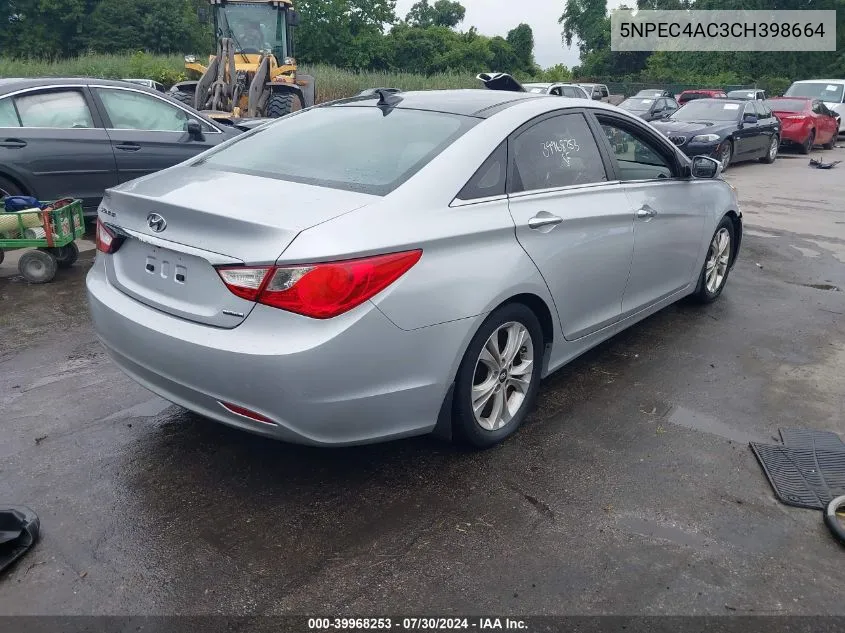 2012 Hyundai Sonata Limited VIN: 5NPEC4AC3CH398664 Lot: 39968253