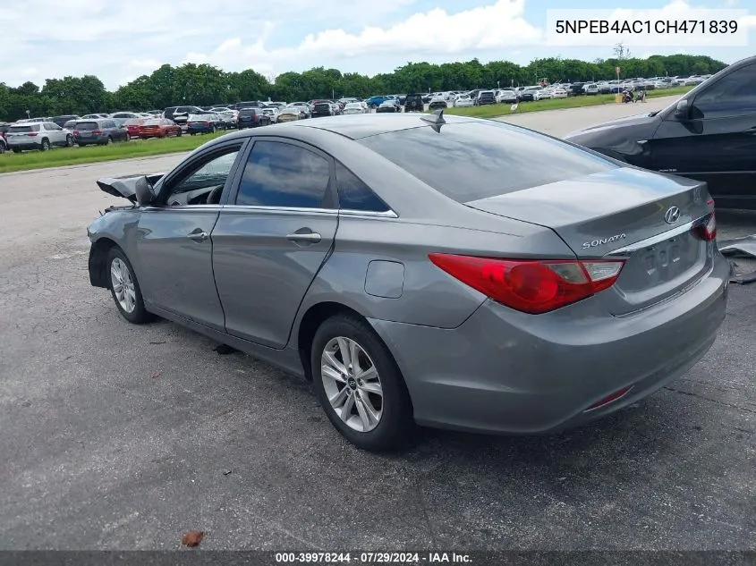 2012 Hyundai Sonata Gls VIN: 5NPEB4AC1CH471839 Lot: 39978244