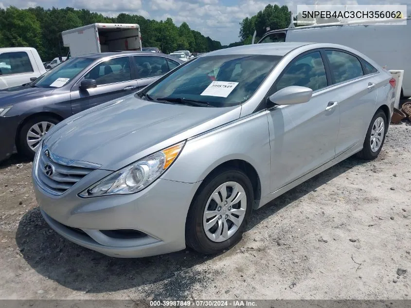 2012 Hyundai Sonata Gls VIN: 5NPEB4AC3CH356062 Lot: 39987849