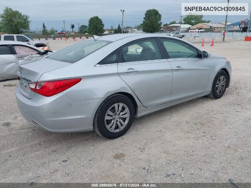 2012 Hyundai Sonata Gls VIN: 5NPEB4AC9CH309845 Lot: 39988676