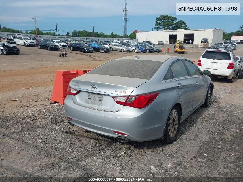 2012 Hyundai Sonata Se VIN: 5NPEC4AC5CH311993 Lot: 40008674