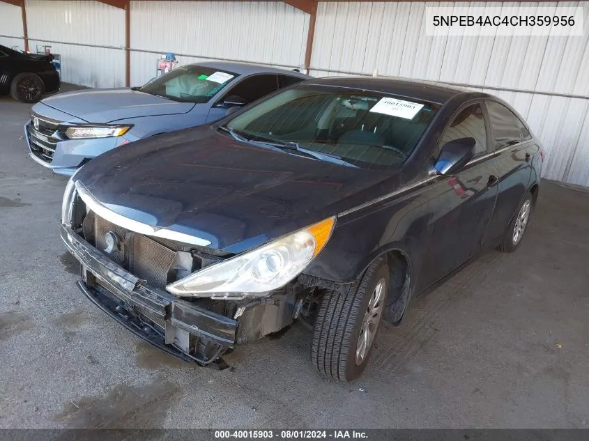 5NPEB4AC4CH359956 2012 Hyundai Sonata Gls