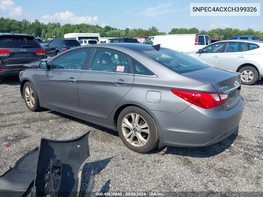 2012 Hyundai Sonata Limited VIN: 5NPEC4ACXCH399326 Lot: 40035640