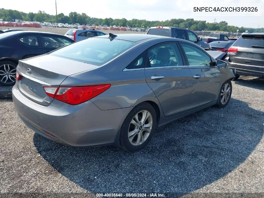 2012 Hyundai Sonata Limited VIN: 5NPEC4ACXCH399326 Lot: 40035640